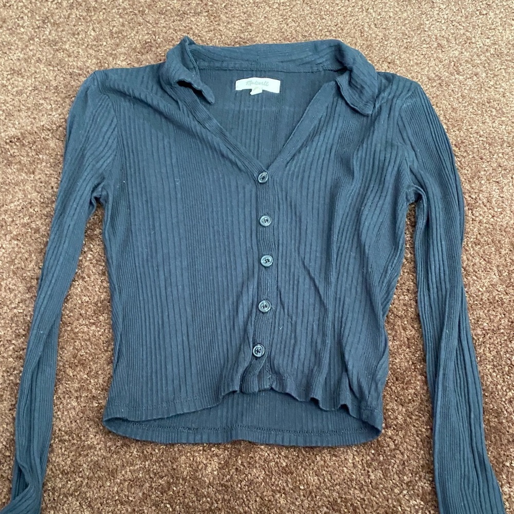 Madewell Slate Ribbed Long Sleeve Camisole